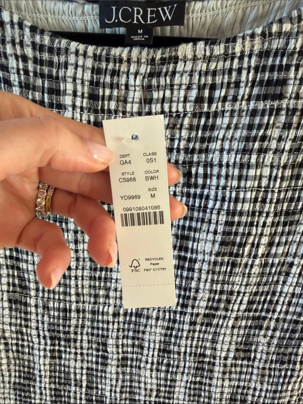 J. Crew Black & White Gingham Sleeveless Midi Dress